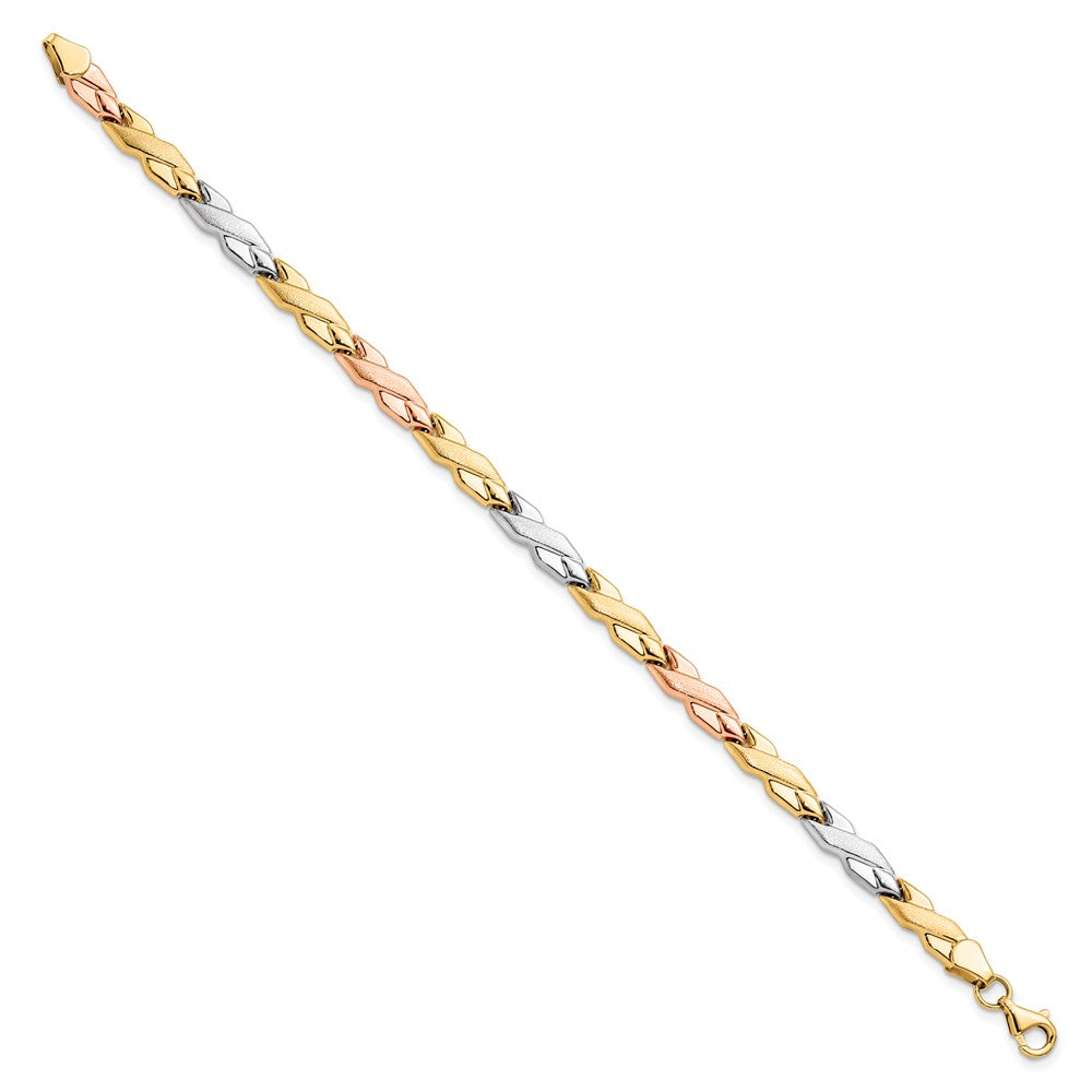 7 Zoll 10K mit Rose und Weiß Rhodium Armband
