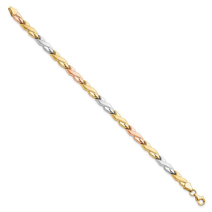7 Zoll 10K mit Rose und Weiß Rhodium Armband