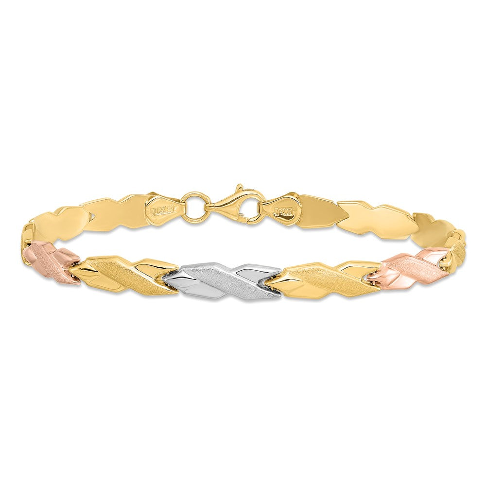 7 Zoll 10K mit Rose und Weiß Rhodium Armband