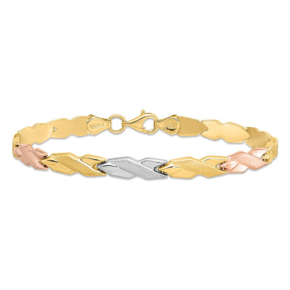 7 Zoll 10K mit Rose und Weiß Rhodium Armband