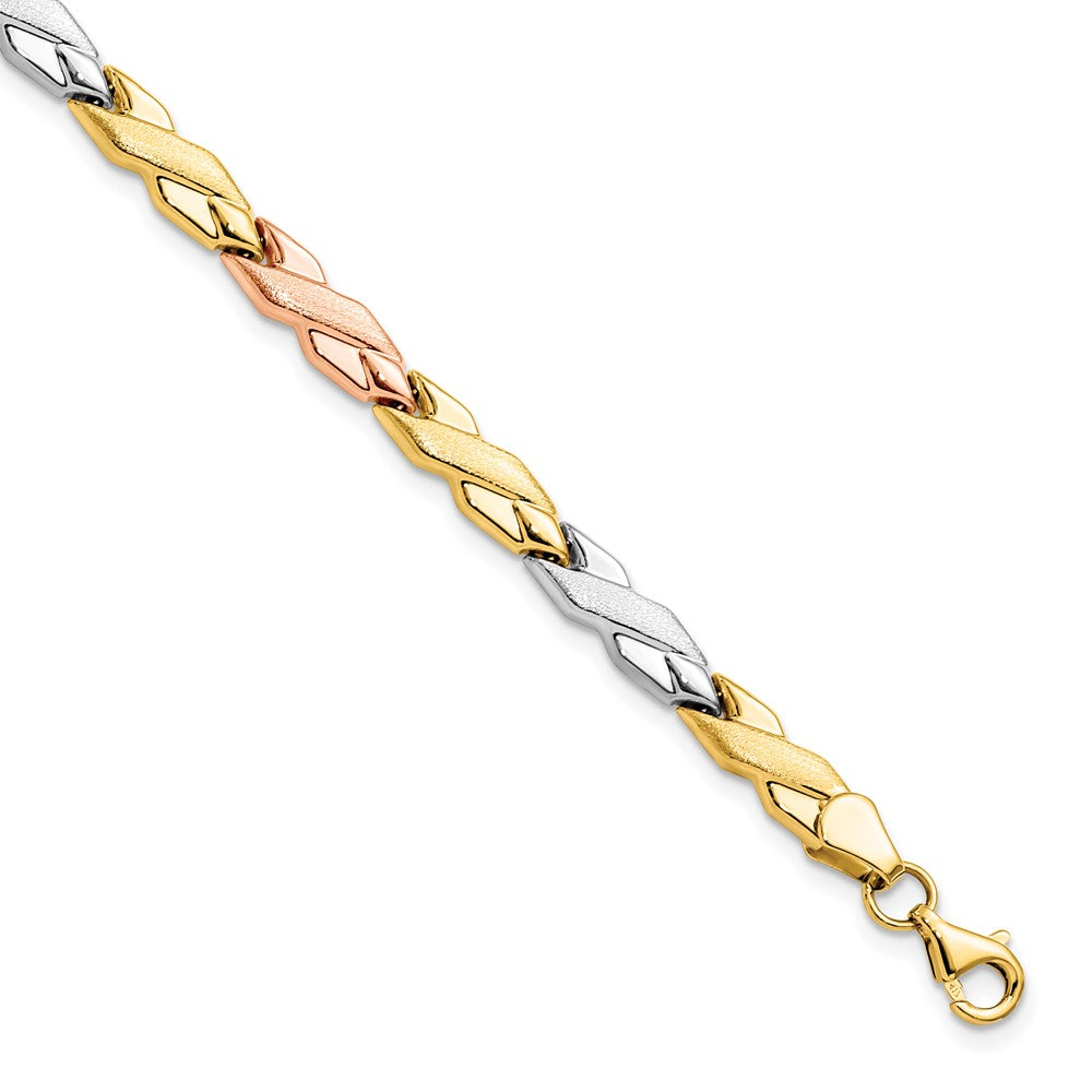 7 Zoll 10K mit Rose und Weiß Rhodium Armband