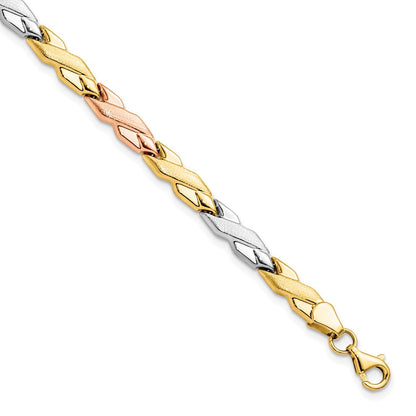 7 Zoll 10K mit Rose und Weiß Rhodium Armband