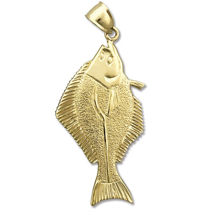 14K Gold Heilbutt-Anhänger