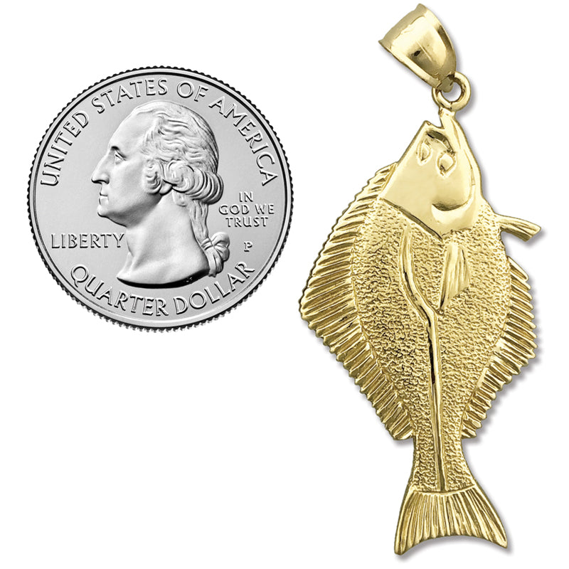 14K Gold Heilbutt-Anhänger