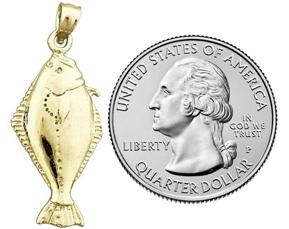 14K Gold Anhänger Fisch mit vertikaler Sohle