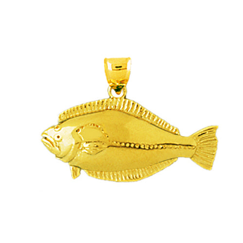 14K Gold Horizontaler Sole-Fisch-Anhänger