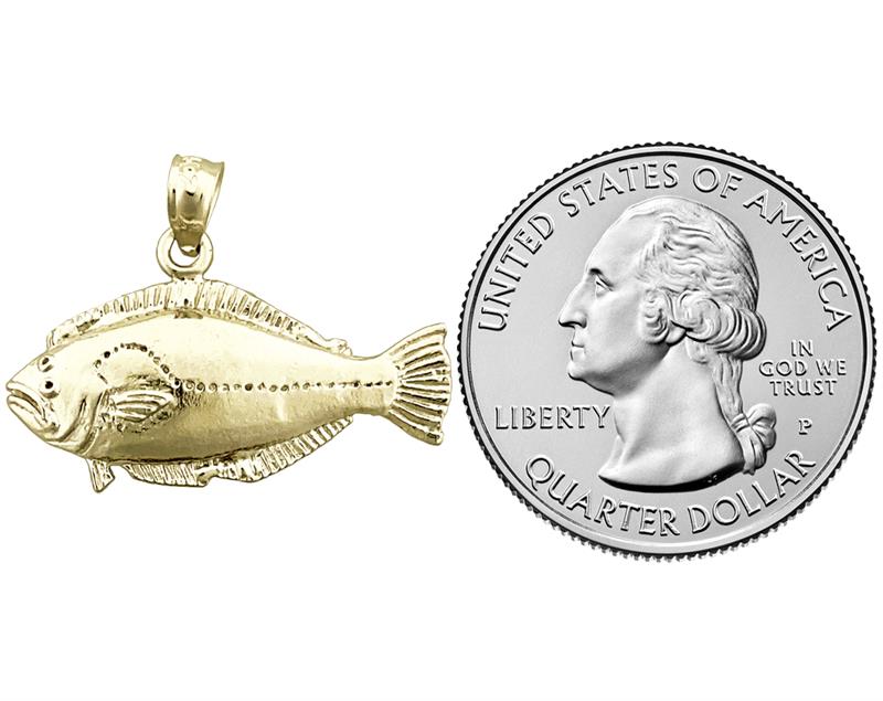 14K Gold Horizontaler Sole-Fisch-Anhänger