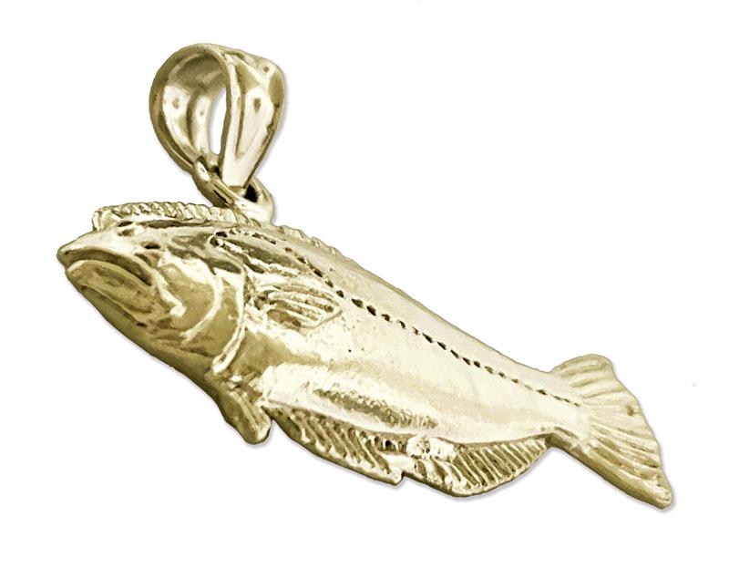 14K Gold Horizontaler Sole-Fisch-Anhänger
