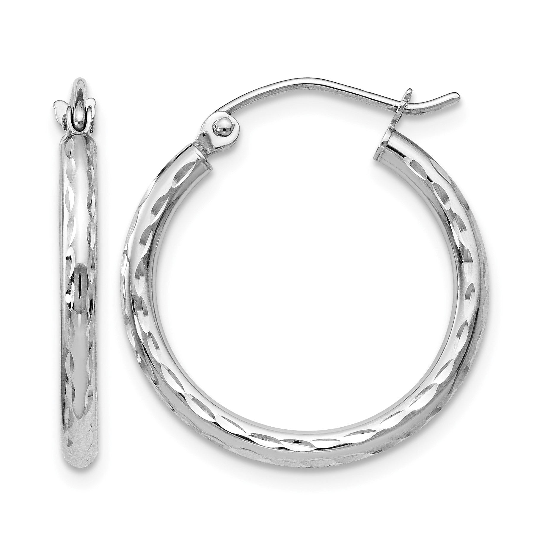 14K Weißgold Klappbar Creolen