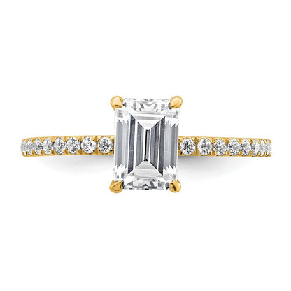 14K Gelbgold Verlobungsring mit 1 3/8K zertifiziertem, im Labor gezüchtetem Diamant im Emerald-Schliff, VS/SI+ G+, Solitär mit Flair, komplett