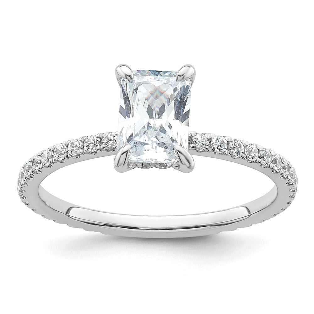 14K Weißgold Verlobungsring mit Solitär und Flair, 1,33K zertifizierter, im Labor gezüchteter Diamant im Radiant-Schliff, VS+ F+