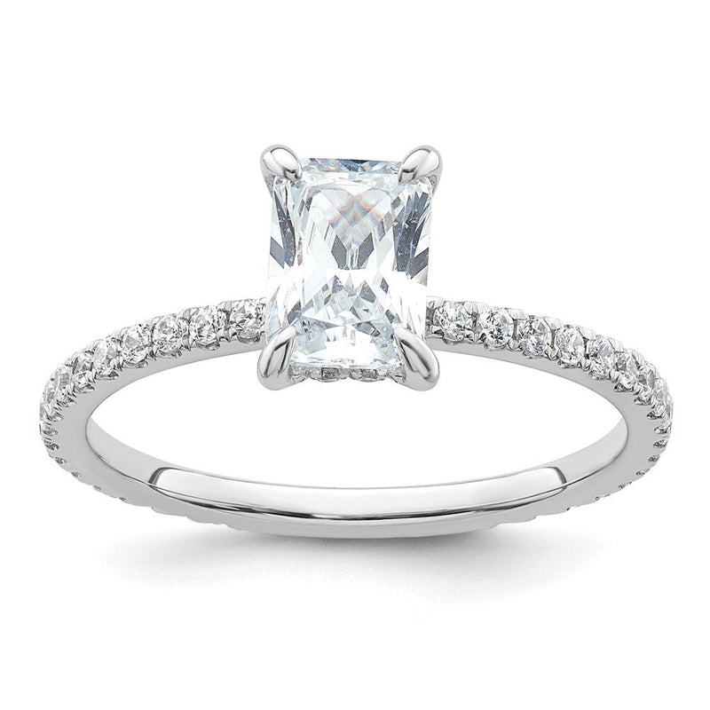 14K Weißgold Verlobungsring mit Solitär und Flair, 1,33K zertifizierter, im Labor gezüchteter Diamant im Radiant-Schliff, VS+ F+
