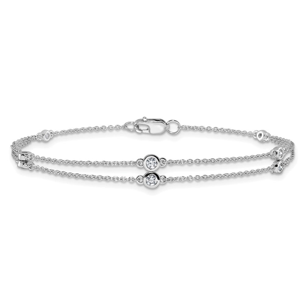 14K Weißgold Komplett 1/4 Karat Diamant Multi-station Doppelt Strang 7 Zoll Armband