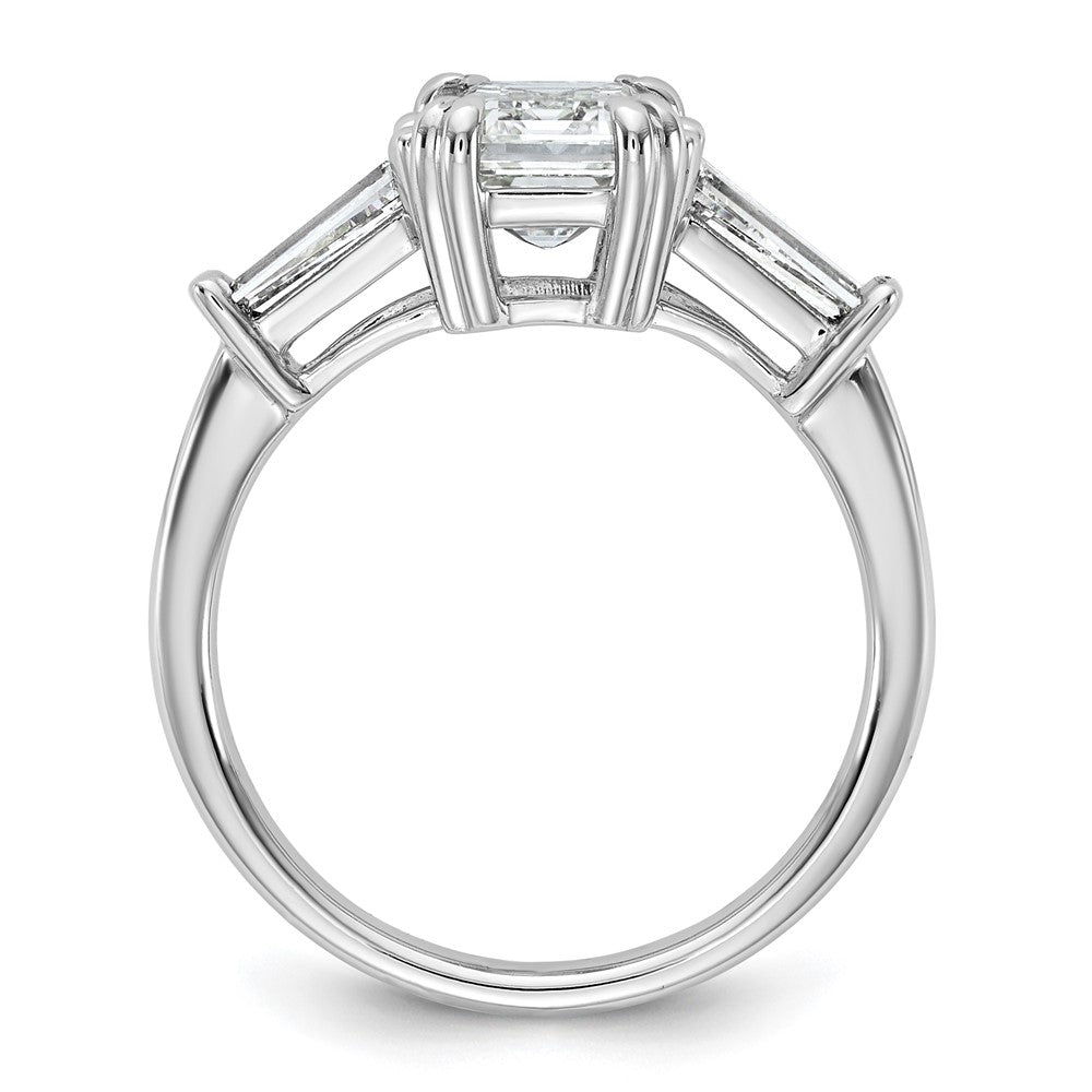14K Weißgold 3/4ct Im Labor Gezüchtet Diamant Vs+ F+ Smaragd Mittig Halbfassung Eng Ring