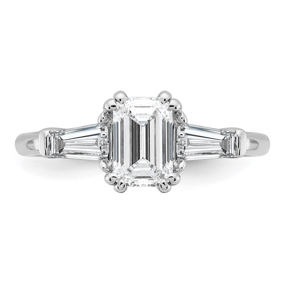 14K Weißgold 1/2ct Im Labor Gezüchtet Diamant Vs+ F+ Smaragd Mittig Halbfassung Eng Ring