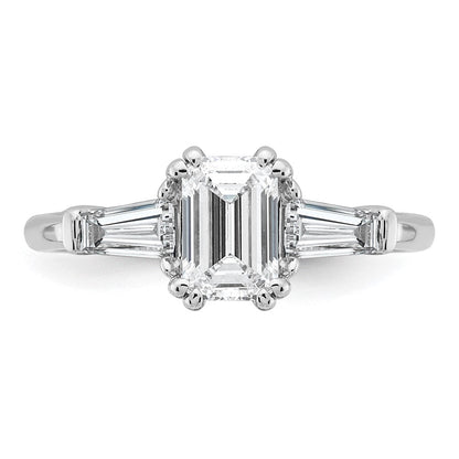 14K Weißgold 1/2ct Im Labor Gezüchtet Diamant Vs+ F+ Smaragd Mittig Halbfassung Eng Ring