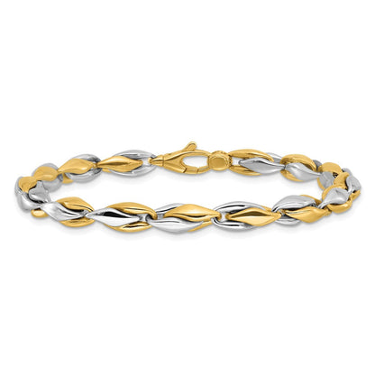 14K Bicolor Gold Bicolor Poliert 5.6mm Fantasieglieder Gliederarmband