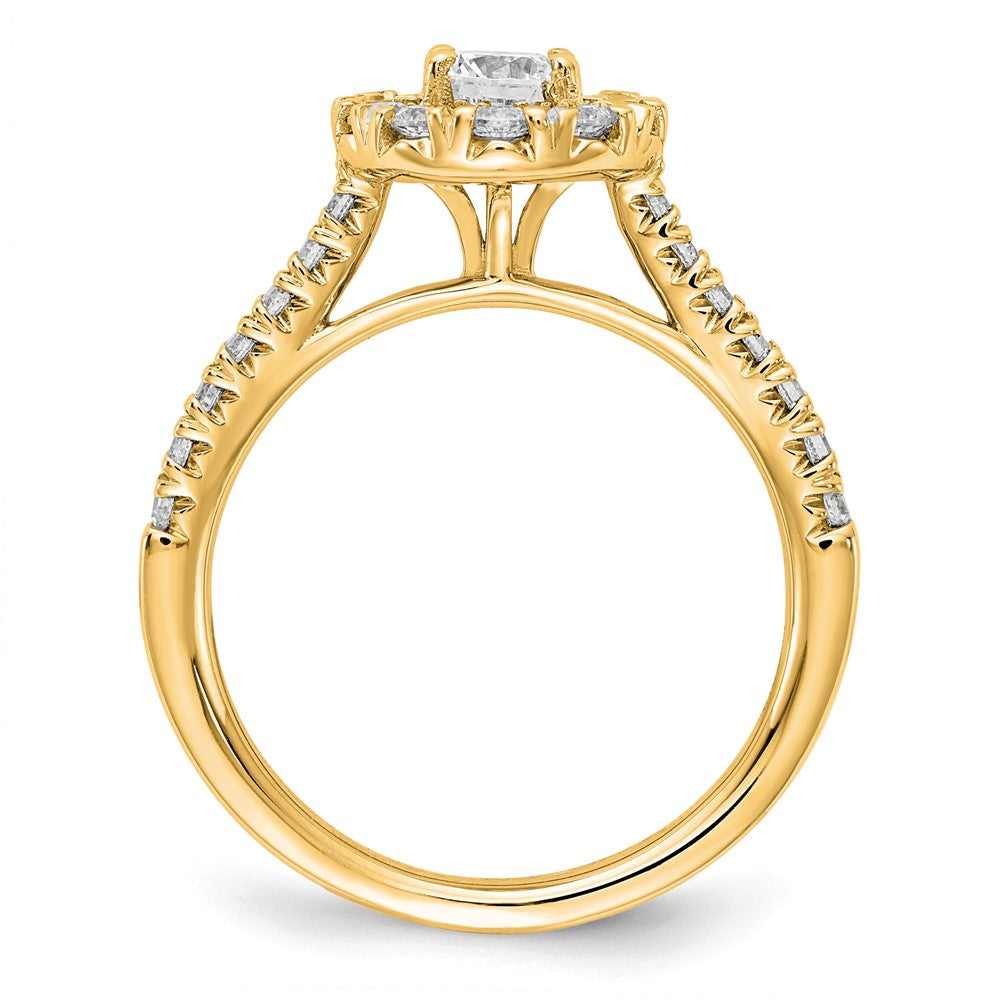 True Origin 14K Gelbgold Verlobungsring mit 1 ct. im Labor gezüchtetem Diamant VS+ F+ und komplettem Halo
