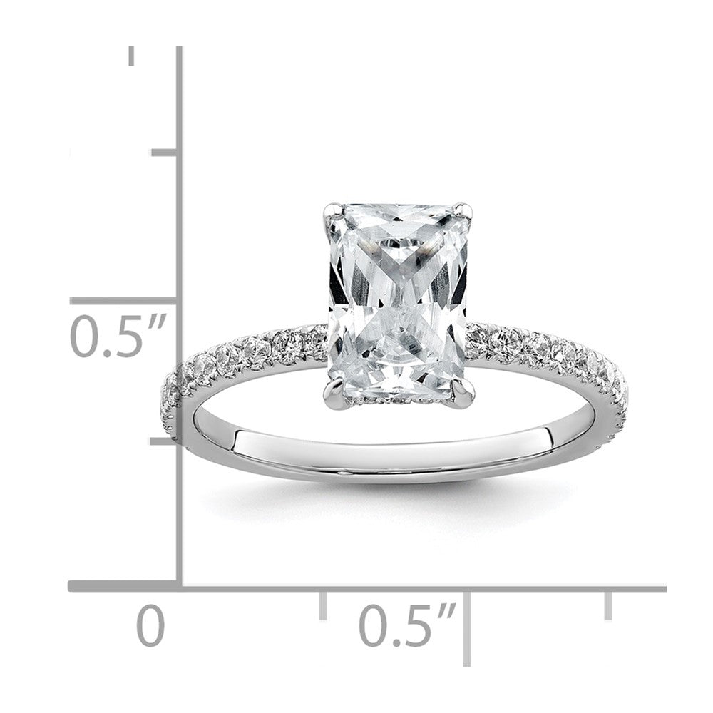 14K Weißgold 2K Zertifizierter Laborgezüchteter Diamant VS/SI+ G+ Radiant Solitär Verlobungsring mit Flair