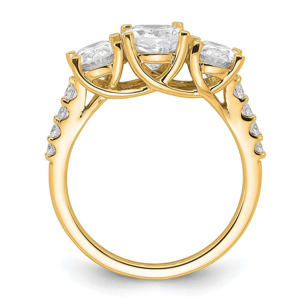 14K Gelbgold 2,75 ct. Laborgezüchteter Diamant VS+ F+ Oval Komplett Drei-Stein-Verlobungsring