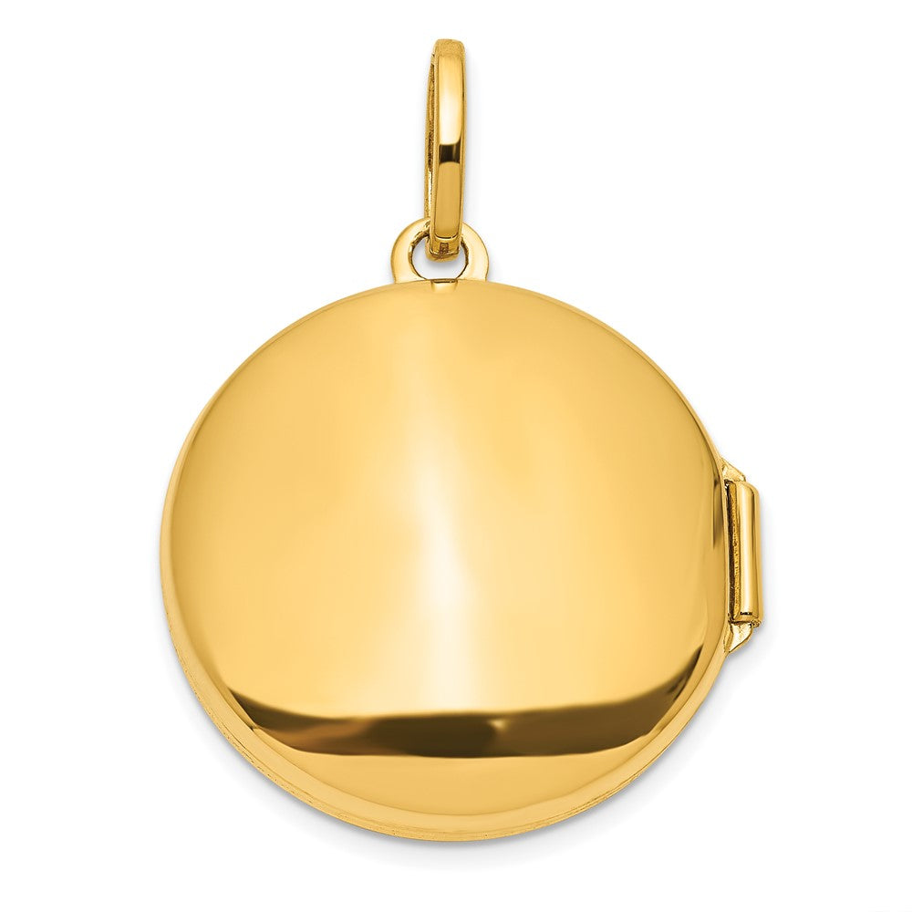 14K Gelbgold mit Rhodium Diamant Stern und Mond 20mm Rund Medaillon