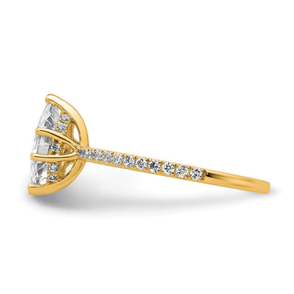 14K Gelbgold Verlobungsring mit 1 3/8K zertifiziertem, im Labor gezüchtetem Diamant VS+ F+ im Marquise-Schliff, Solitär mit Flair, komplett