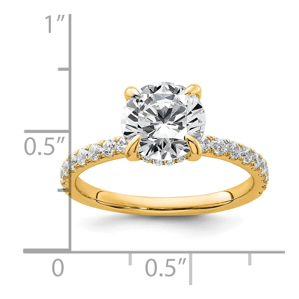 14K Gelbgold 2 3/8K zertifizierter im Labor gezüchteter Diamant VS+ F+ Rund Solitär Komplettring mit Flair Verlobungsring