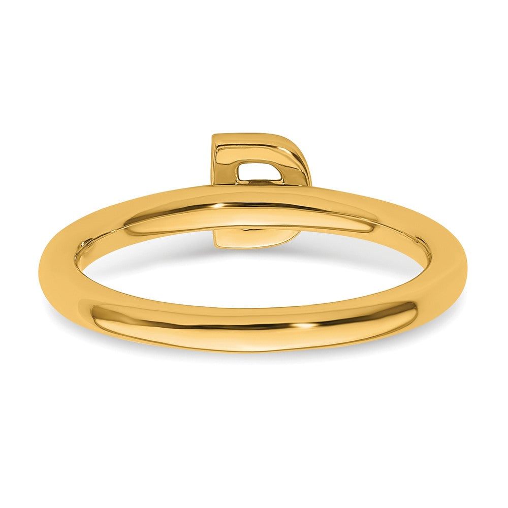14K Gelbgold Stapelbar Diamant Initiale D Größe 7 Ring