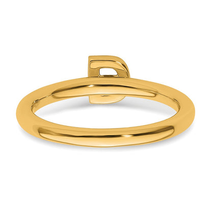 14K Gelbgold Stapelbar Diamant Initiale D Größe 7 Ring