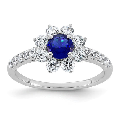14K Weißgold Vs/si G+ Im Labor Gezüchtet Diamant und Aaa Qualität Echt Blau Sapp