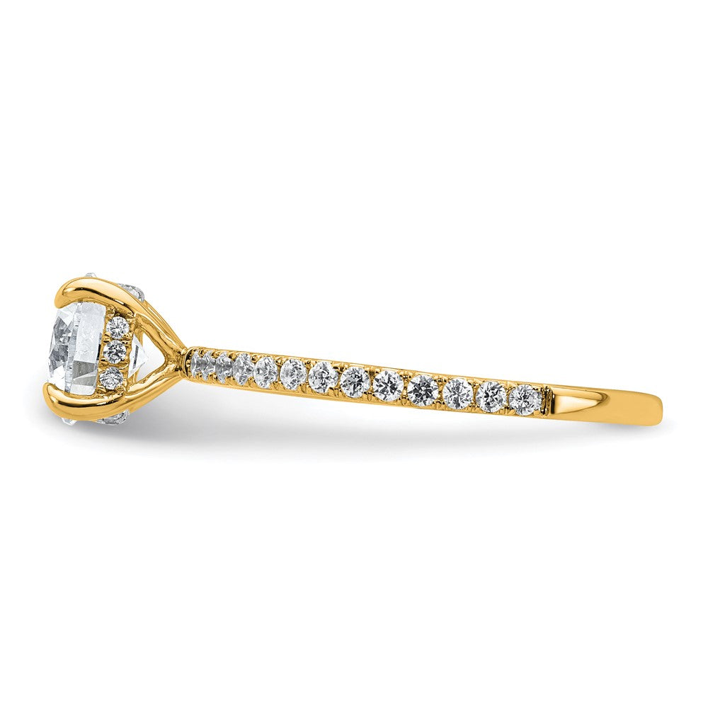 14K Gelbgold Verlobungsring mit 1 1/3K zertifiziertem, im Labor gezüchtetem Diamant VS+ F+, rund, komplettes Solitär-Design mit Flair