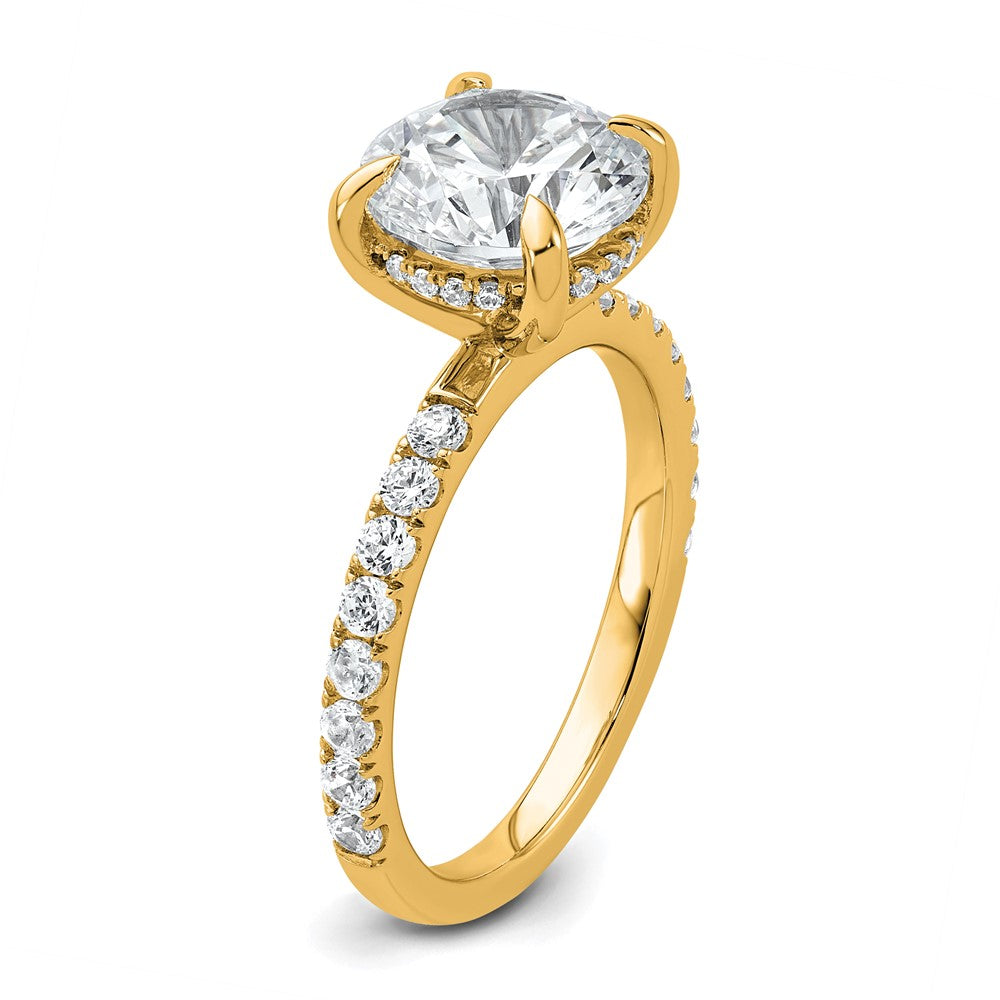 14K Gelbgold Verlobungsring "Solitär mit Flair" komplett, mit 3,5K zertifiziertem, im Labor gezüchtetem rundem Diamant VS+ F+