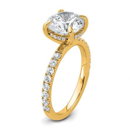 14K Gelbgold Verlobungsring "Solitär mit Flair" komplett, mit 3,5K zertifiziertem, im Labor gezüchtetem rundem Diamant VS+ F+