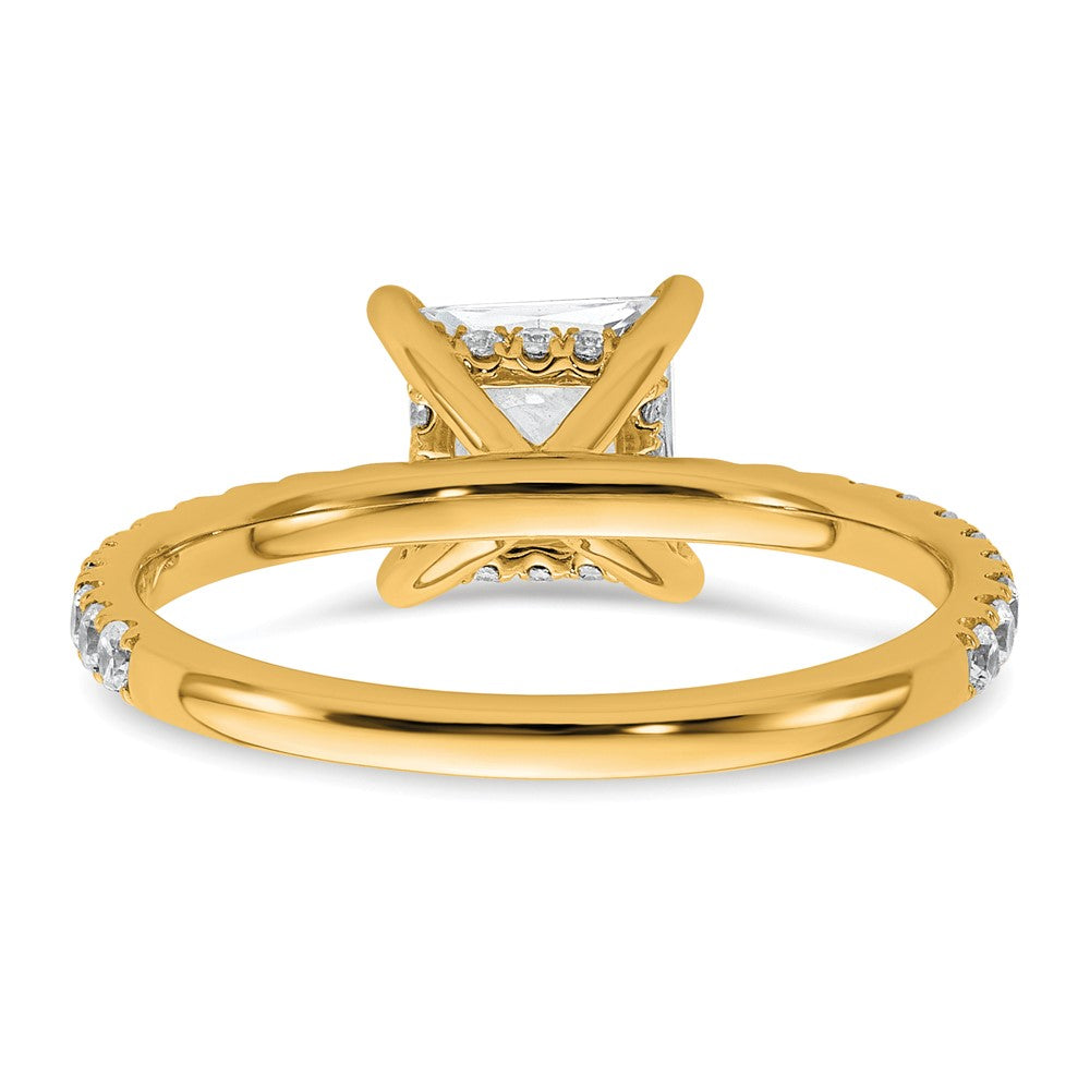 14K Gelbgold 2K Zertifizierter Laborgezüchteter Diamant VS/SI+ G+ Princess Solitär Komplett mit Schwung Verlobungsring