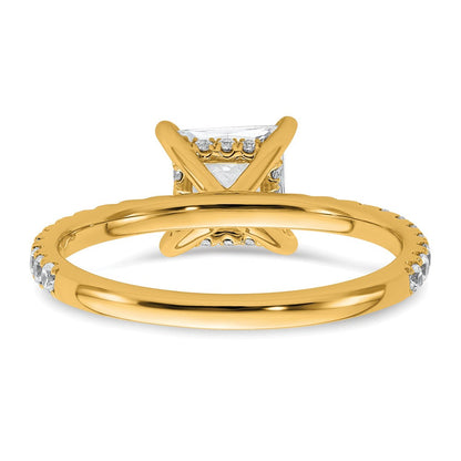 14K Gelbgold 2K Zertifizierter Laborgezüchteter Diamant VS/SI+ G+ Princess Solitär Komplett mit Schwung Verlobungsring