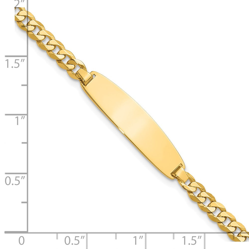 14K Gelbgold Poliert Massiv Kette/solid Platte Flach Panzer Glieder Abgerundet 32.5x7.4mm Platte 8 Zoll Id Armband