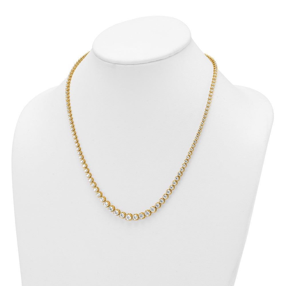 14K Gelbgold 11 1/15 Karat Im Labor Gezüchtet Diamant Vs+ F+ Komplett Rund 20 Zoll Abgestuft Tennis Halskette