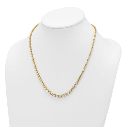 14K Gelbgold 11 1/15 Karat Im Labor Gezüchtet Diamant Vs+ F+ Komplett Rund 20 Zoll Abgestuft Tennis Halskette
