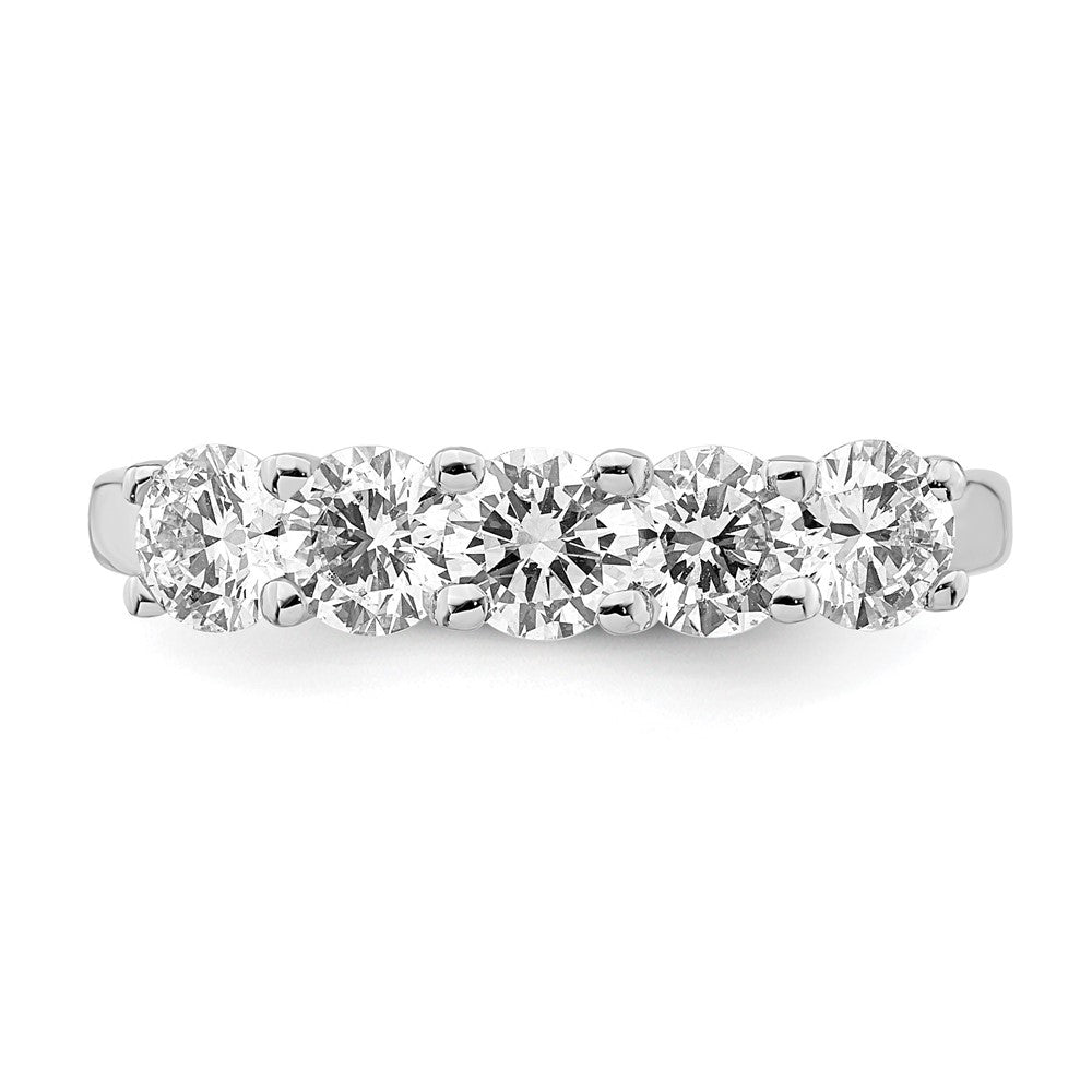 14K Weißgold 5-stone Shared Krappen 1.5 Karat Rund Komplett Diamant Ehering Ring