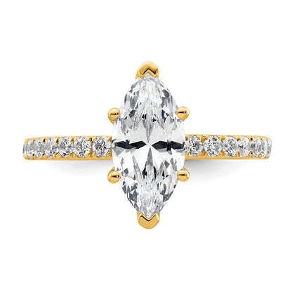 14K Gelbgold Solitär-Verlobungsring mit Flair, 2 5/8K zertifiziertem im Labor gezüchtetem Diamant VS+ F+ im Marquise-Schliff
