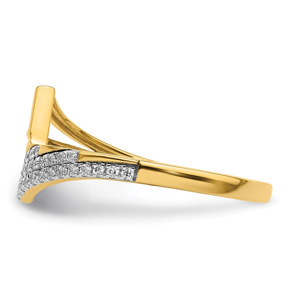14K Gelbgold Polierter Diamant Geometrischer Fashion-Ring