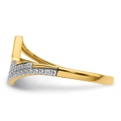 14K Gelbgold Polierter Diamant Geometrischer Fashion-Ring