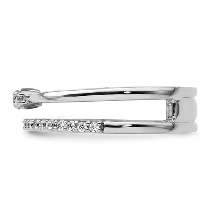 14K Weißgold Polierter Diamant-Doppel-Ehering Modering