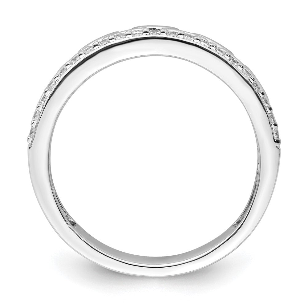 14K Weißgold Modering mit poliertem Diamant und Doppelehering