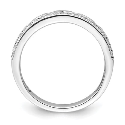 14K Weißgold Modering mit poliertem Diamant und Doppelehering