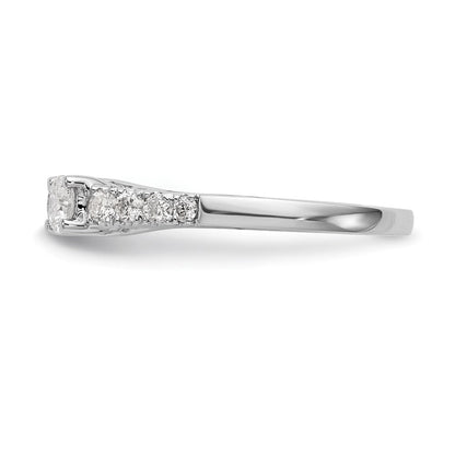 14K Weißgold 3-stone Plus Stift Set Mittig Diamant Halbfassung Verlobungsring