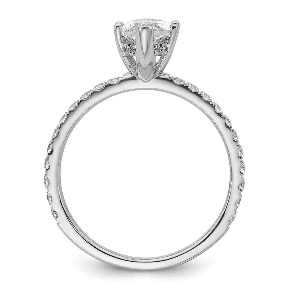 14K Weißgold Verlobungsring mit 2K zertifiziertem Labor-Diamant VS/SI+ G+ im Marquise-Schliff, Solitär komplett mit Flair-Fassung