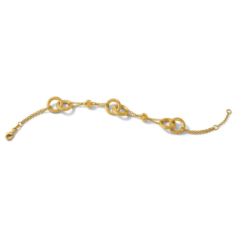 14K Gelbgold Poliert und Gebürstet Doppelt Loop und Gliederarmband mit Verlängerung
