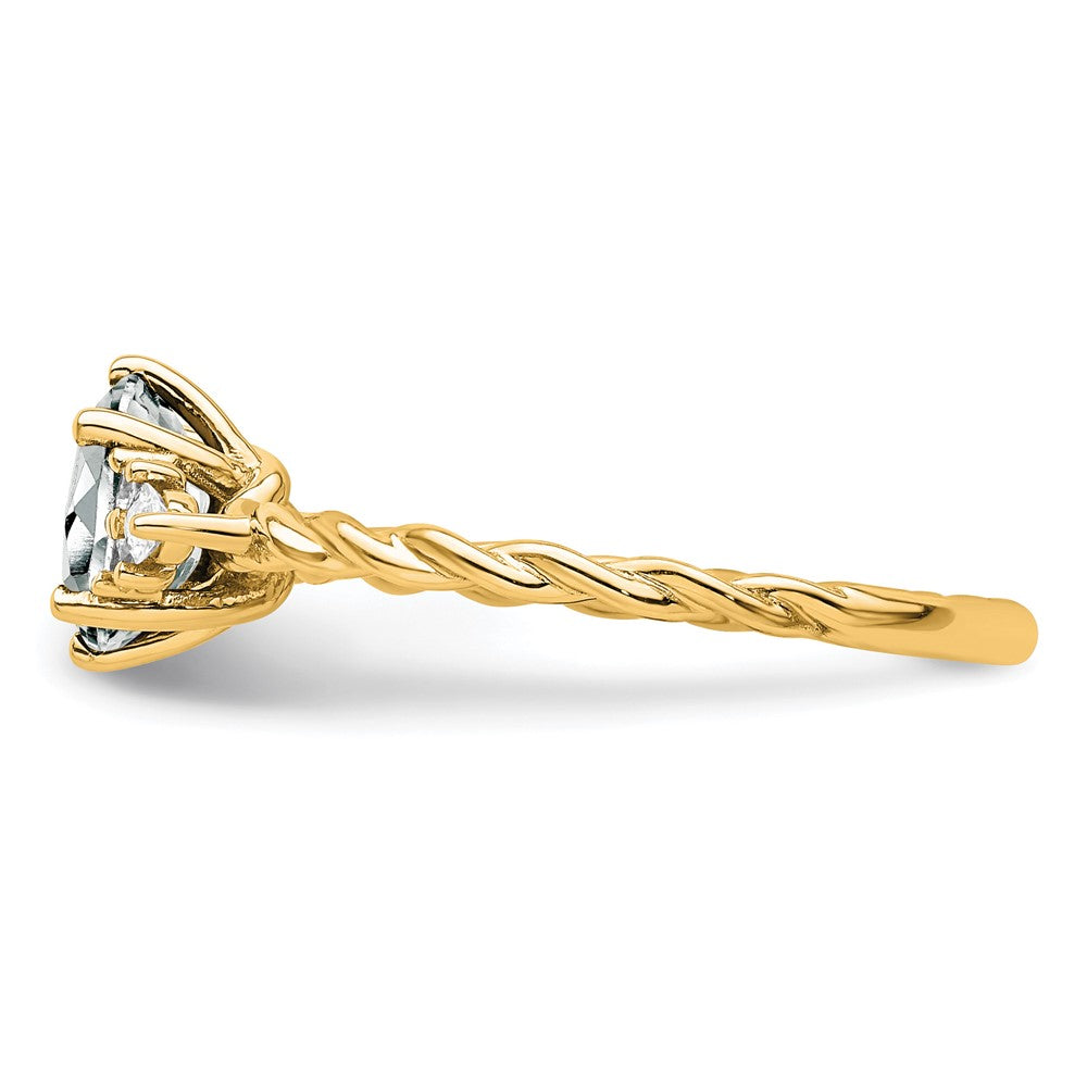 14K Gelbgold Ring mit Diamant und 7x5 ovalem April/Topas, Größe 7, gedreht
