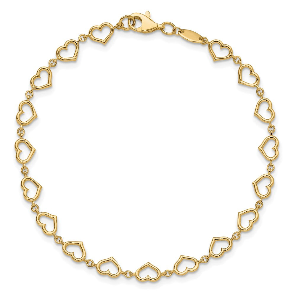 14K Gelbgold Poliert Offen Herz Glieder 7.5 Zoll Armband